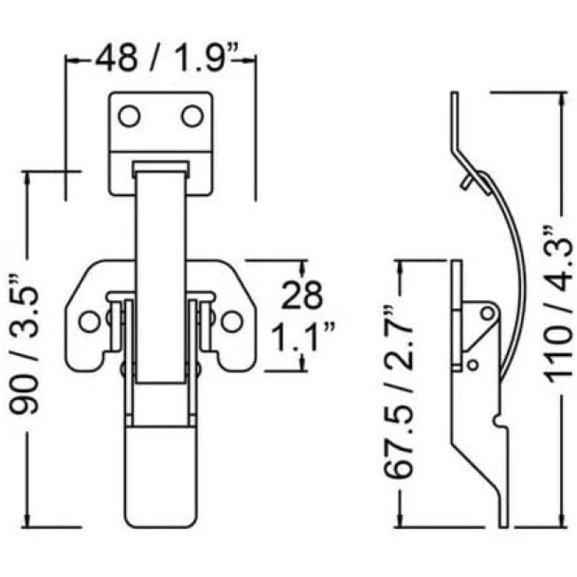 PENN ELCOM 60863BK | Chapa Sobrepuesta Arqueada Gancho Negra