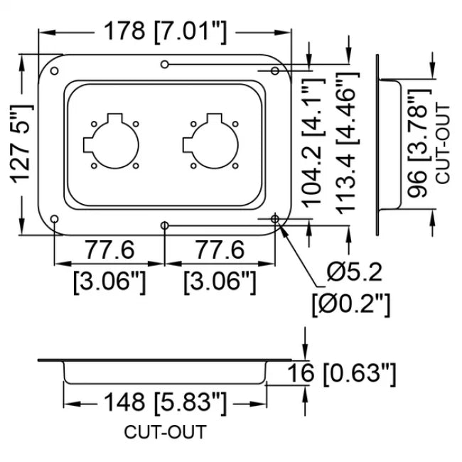 Penn Elcom D028Z | Base Embutida para 2 Conectores Speakon Zincada