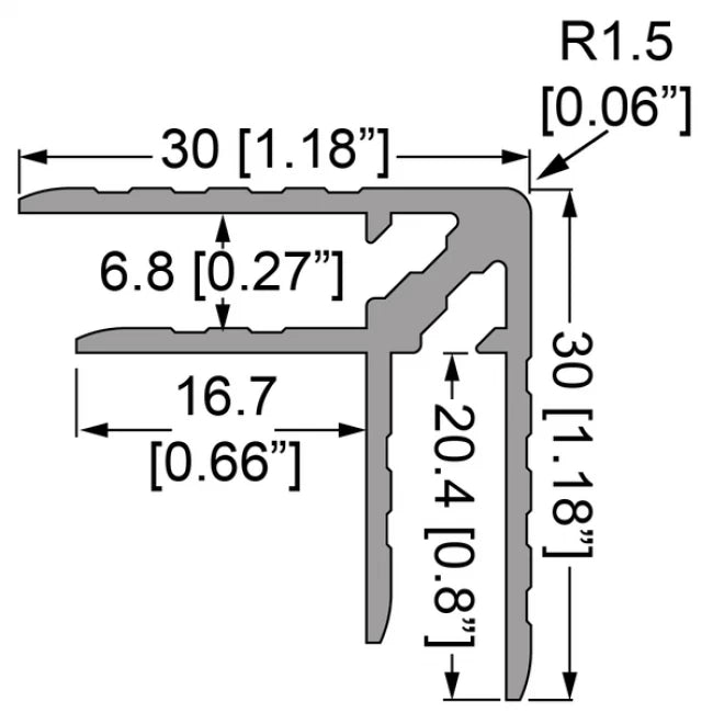 Penn Elcom E0885-3000 | Perfil Doble Angulo de 3 Mt