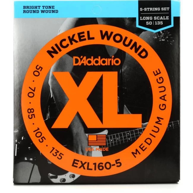 DADDARIO EXL160-5 | Daddario Cuerdas Bajo XL Niquel 5 Cuerdas Medium/Long Scale 50-135