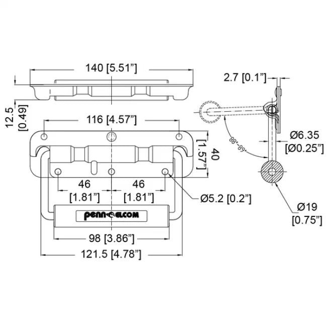 Penn Elcom H1053Z | Manija Sobrepuesta con Resorte 140mm x 82.5mm