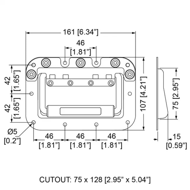 Penn Elcom H1064Z | Manija de Embutir Mediana161mm x 107mm