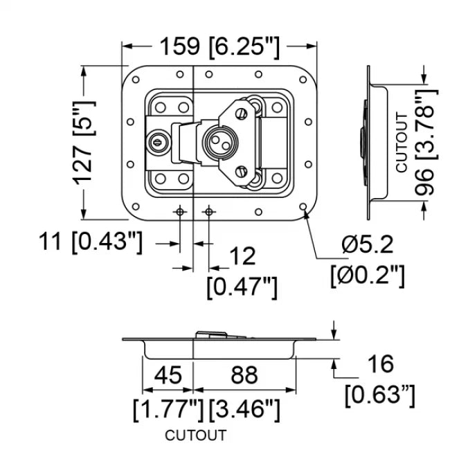 Penn Elcom L911/629MOL | Cierre mariposa grande MOL con base corta