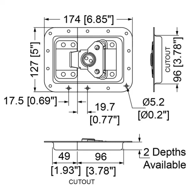 Penn Elcom L944-525PD | Cierre mariposa grande MOL® con relieve