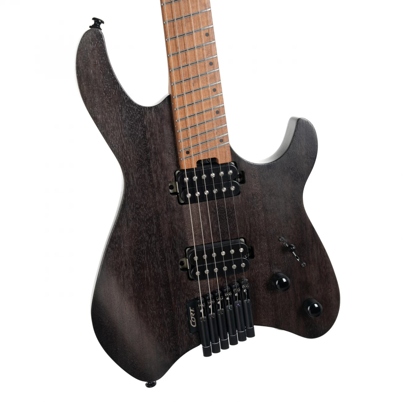 Guitarra eléctrica Cort headless multiscale Space 6 semi golss Trans Black