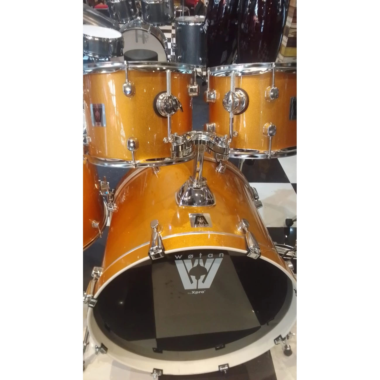Wotan W-ACOUSTICS-DRUM4K-YL | Batería acústica de 5 cuerpos color amarillo holográfico
