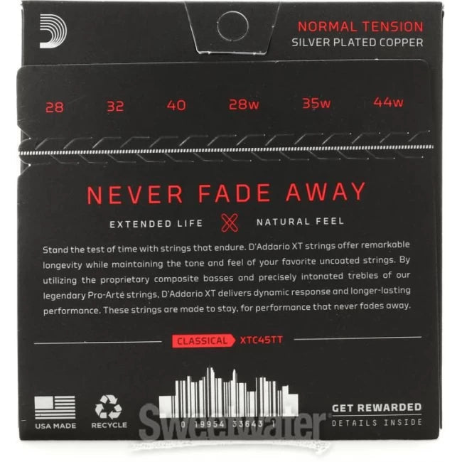 Daddario XTC45TT | Cuerdas para guitarra clásica plateadas