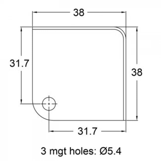 PENN ELCOM 1060-BK | Esquinero plano chico 38mm