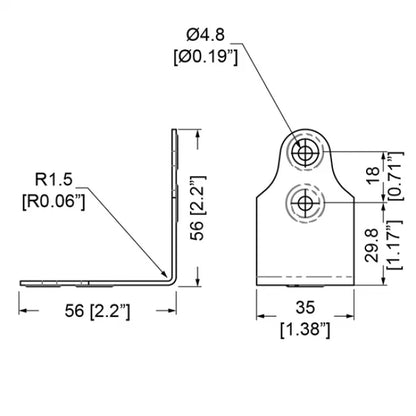 PENN ELCOM 1723 | Refuerzo en L 4 agujeros con protector de remaches