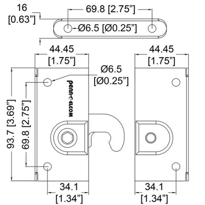 Penn Elcom L907-915Z | Cierre Embutido Mediano de 102x105mm