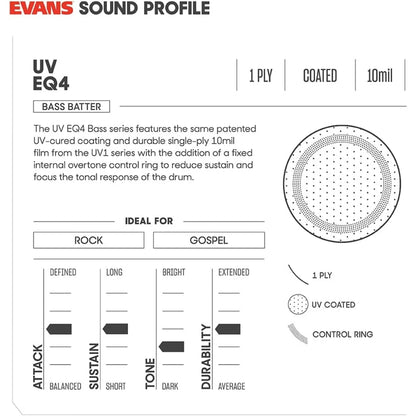 EVANS BD16GB4UV | Parche EQ4 16'' Bass Drum Head Coated
