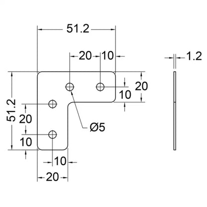 PENN ELCOM B1141 | Soporte en L plano ambos lados 20mm