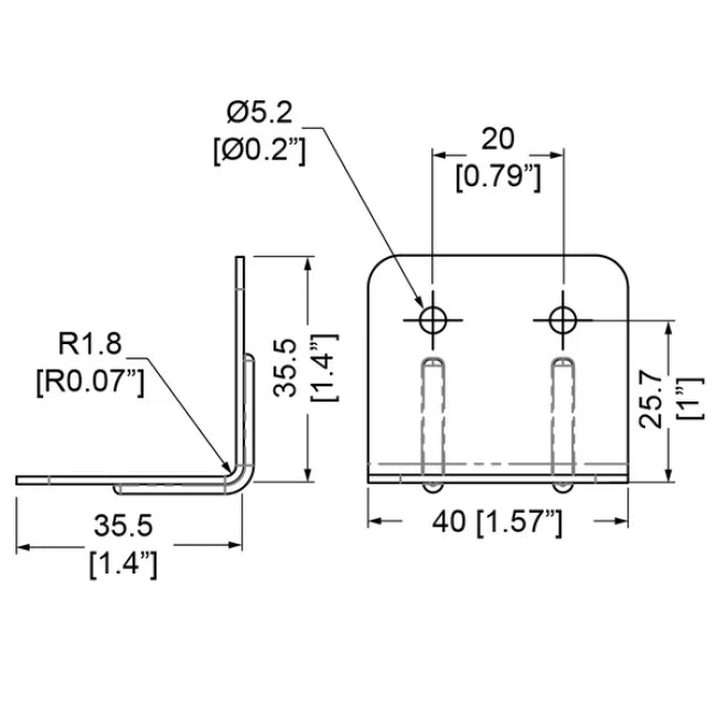 PENN ELCOM B1930 | Soporte en L extendido con 4 agujeros