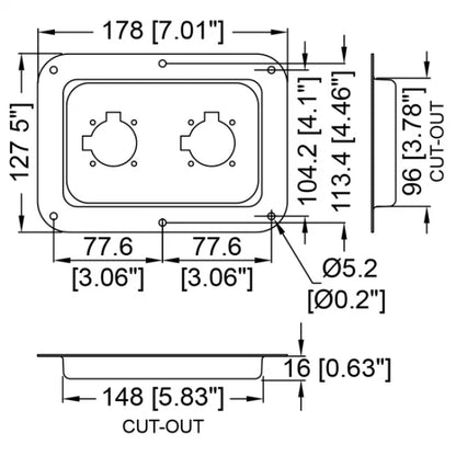 Penn Elcom D028Z | Base Embutida para 2 Conectores Speakon Zincada