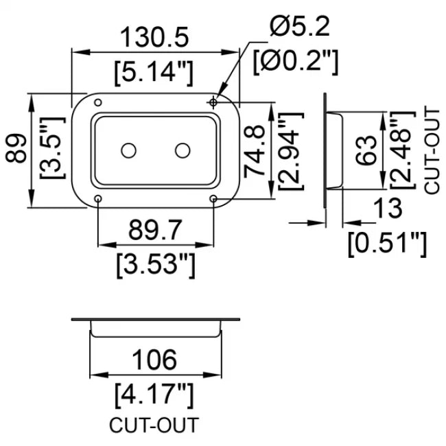 Penn Elcom D0607Z | Placa Mediana con 2 Agujeros para Conectores Jack Zincada