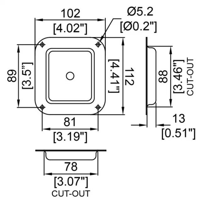 Penn Elcom D0944K | Placa chica con 1 agujero p/ conector jack de ¼
