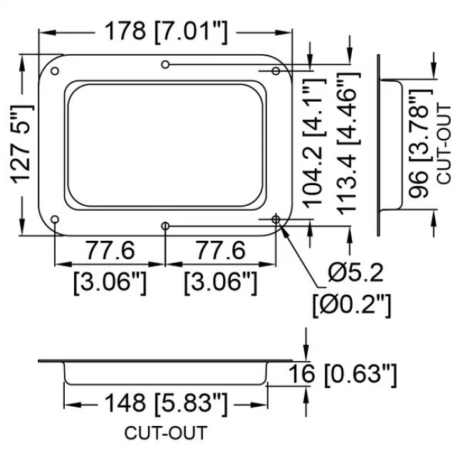 Penn Elcom D2101Z | Base Embutida Grande Ciega Zincada 178 x 127mm