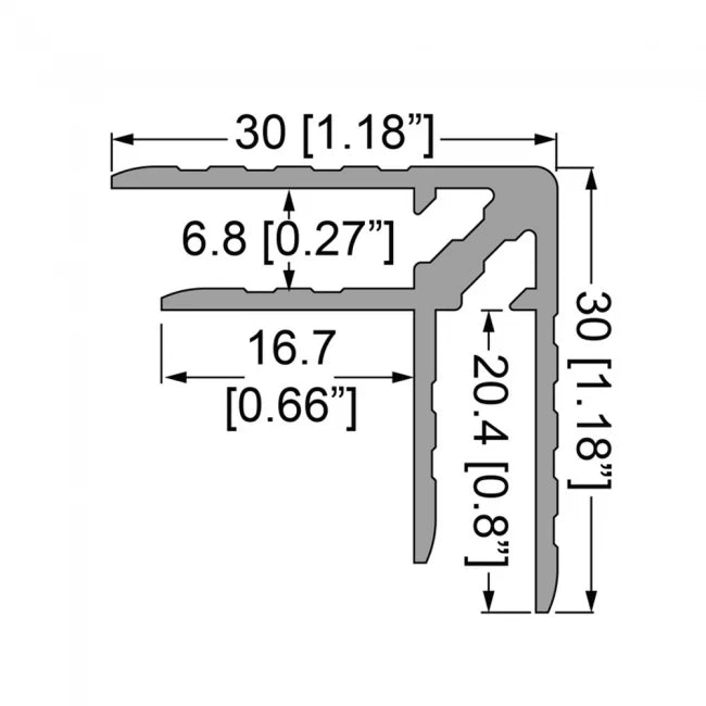 Penn Elcom E0885-2000 | Perfil de Angulo Doble de 30mm de 2 Mt para Paneles de 6mm
