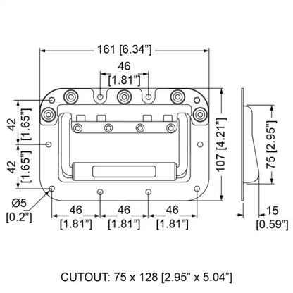 Penn Elcom H1064Z | Manija de Embutir Mediana161mm x 107mm