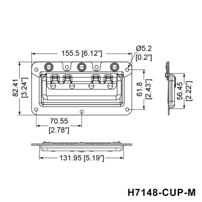 Penn Elcom H7148-CUP-M | Manija para tapas tipo gancho Macho