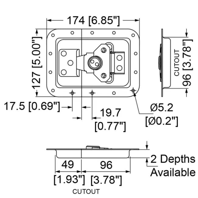 Penn Elcom L925-52827 | Cierre mariposa de perfil bajo con relieve de 27mm