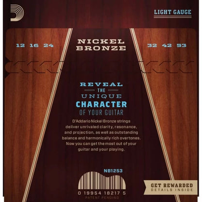 DADDARIO NB1253 | Cuerdas Guitarra Acustica Nickel Bronce Regular Light 012-053