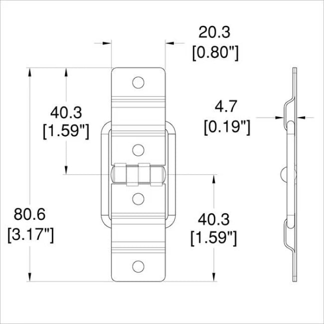 Penn Elcom P1325 | Bisagra Pequeña con Tope 80,6x20,3mm