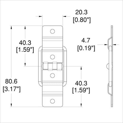 Penn Elcom P1325 | Bisagra Pequeña con Tope 80,6x20,3mm