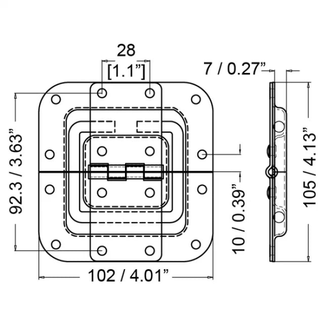 PENN ELCOM P2597Z | Bisagra con soporte de tapa de zinc compensado