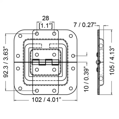 PENN ELCOM P2597Z | Bisagra con soporte de tapa de zinc compensado