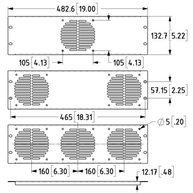PENN ELCOM R1279-2UK | Panel ventilado para rack de 2U