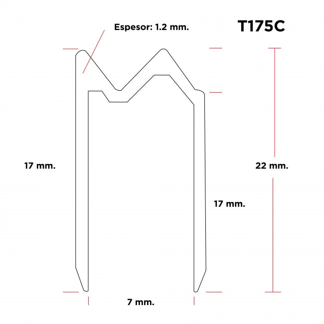 X PRO T175C | Perfil de Aluminio de Cierre para Anvil de 7mm x 3mts