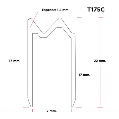 X PRO T175C | Perfil de Aluminio de Cierre para Anvil de 7mm x 3mts