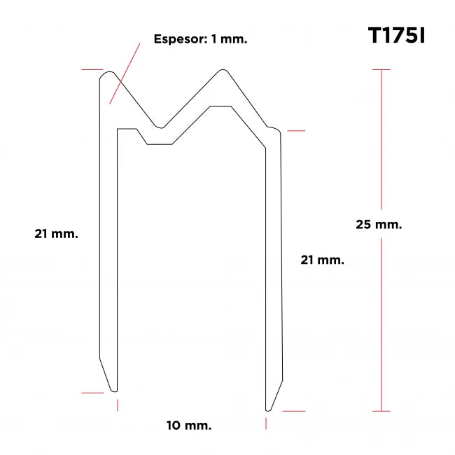 RACK RESEARCH T175I | Perfil de cierre para madera de 10 mm.