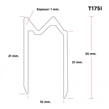 RACK RESEARCH T175I | Perfil de cierre para madera de 10 mm.