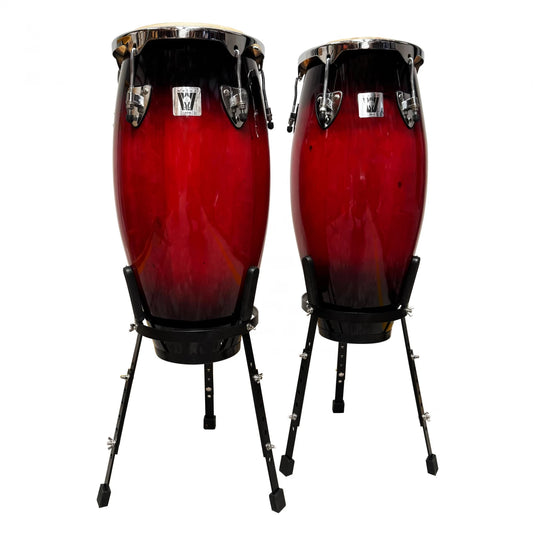 WOTAN W-CONGA1011-RB | Par de congas de 10 y 11 pulgadas cherry sunburst con soporte